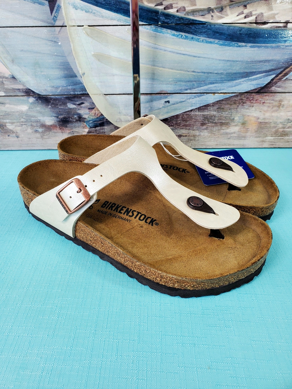 Birkenstock Gizeh Sandals Graceful Pearl White Thong SZ 8 - Picture 2 of 6